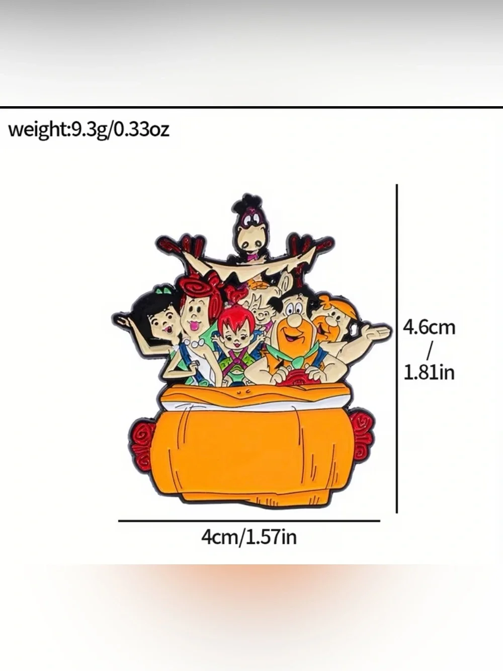 Large Flintstones & Rubble Family Cartoon Character Metal enamel Pin- NEW